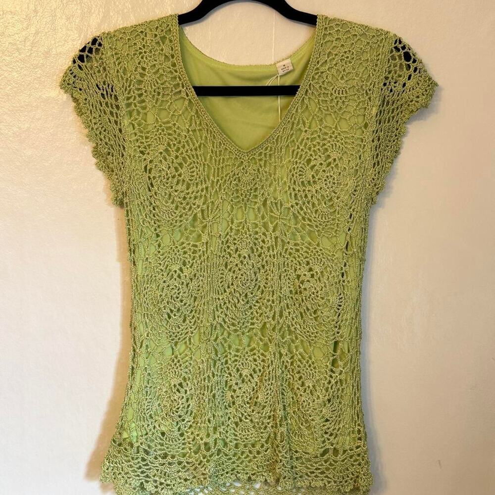 Green Crochet Vintage Y2K Top Medium